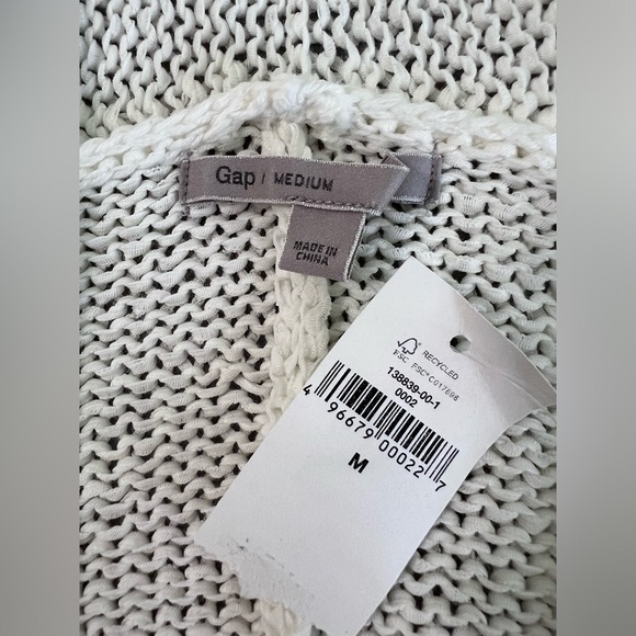 Gap Womens Off White Sleeveless Shawl Neck Open Front Cardigan Sweater Sz Med - Picture 7 of 10